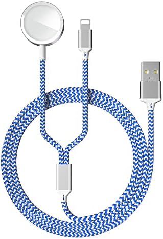 Watch Charger Cable Smartwatch Charging Docks 2 in 1 Watch Charger for Watch Series 8/SE/7/6/5/4/3/2/1, Nylon Braided Charger Compatible for Phone 14/14 Pro/14 Plus/14 Pro Max/13/12/11, for Pad 2/3/4