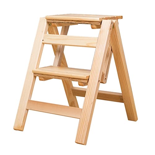 Escabeau pliant en bois double marche et banc à chaussures