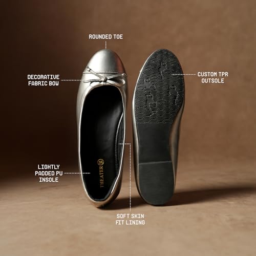Image of Theater Swans Casual Ballet Flats for Women | Stylish Slip-on Ballerina with Bow Detail | Lightweight Comfortable Footwear with Cushioned Insole