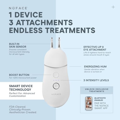 NuFACE Trinity+ Effective Lip & Eye Attachment for Microcurrent Facial Device - FDA Cleared at Home Eye Lift & Smile Lines Treatment to Tighten & Tone Hard-to-Reach Areas Around Mouth and Eyes - Thumbnail 3