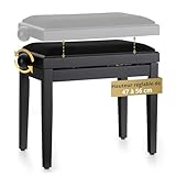 Classic Cantabile Banc de Piano Noir Mat - Hauteur réglable de 47 à 56cm - Tabouret avec...