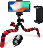 Acuvar 8' Inch Flexible Camera Tripod with Wrapable Disc Legs & Quick Release Plate + Universal Smartphone Mount + Wireless Remote Control for All Smartphones