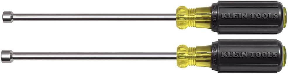Klein Tools 646M Tool Set, Made in USA, Magnetic Nut Drivers Sizes 1/4 and 5/16-Inch, 6-Inch Shafts, 2-Piece
