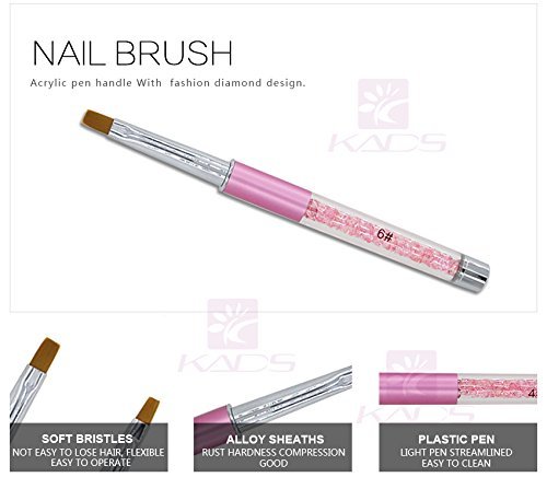 KADS Nail Art Gel Acryl Pinsel Set Carving Pen Brush Liquid Powder DIY No.4.6. (6#, Pink)