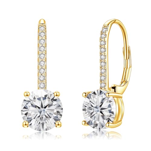 CiNily Round Cut Drop Dangle Earrings for Women 14K Gold