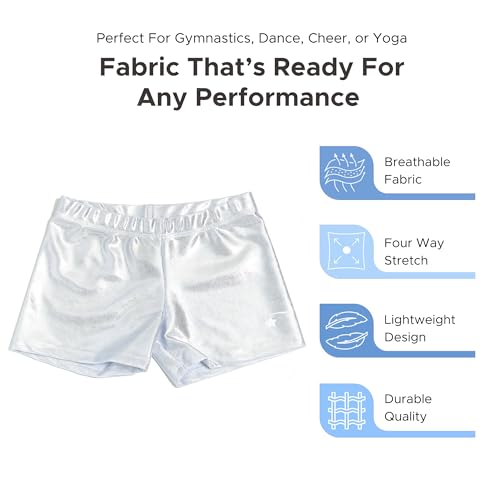 Destira Girl's Mystique Gymnastics Sport Short - Silver | Child Small (6X)3