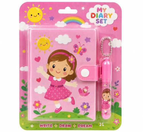Image of AK Store Cartoon Pocket Diary with Pen, Writing Notebook for Kids Boys Girls, Cartoon Stationery Set for Students Children Birthday Return Gift (Princess Girls)