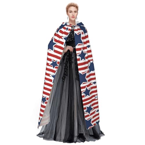 Capa con capucha de estrellas rojas y blancas impresas para disfraz de Halloween 3