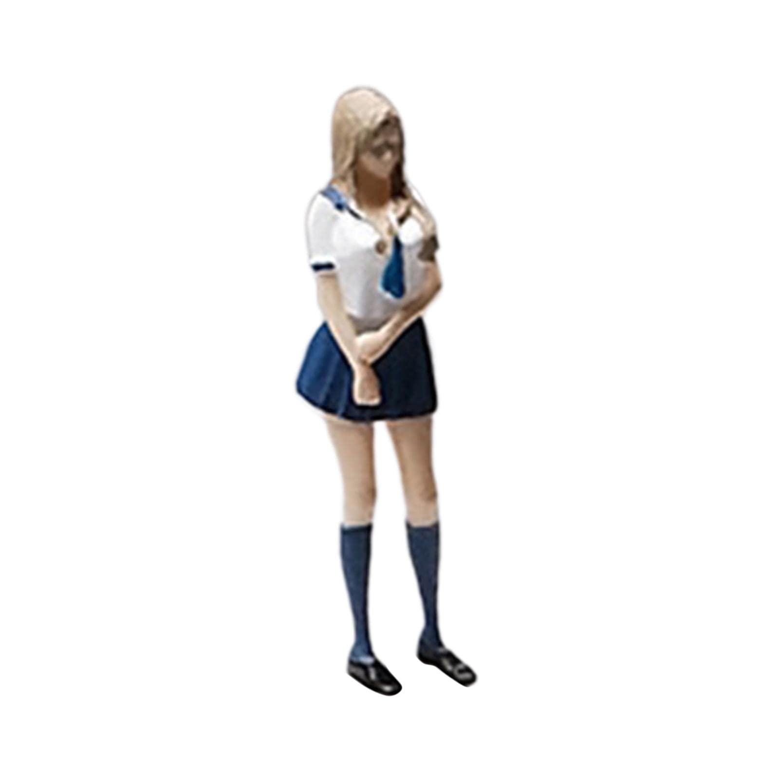 FASHIONMYDAY Fashion My Day® Resin 1:64 Girl Figure Handpainted for Diorama Scenery Collections Layout Uniform Standing