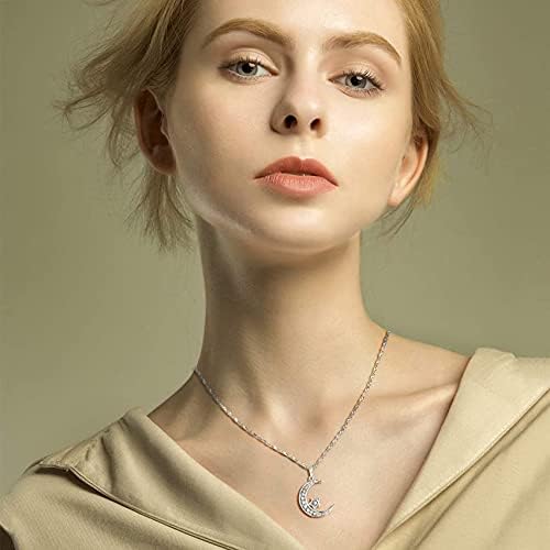 Sterling Silver Crescent Moon Star Necklace Cubic Zirconia Jewelry for Teen & Women Ladies Dainty 18" Chain - Image 6