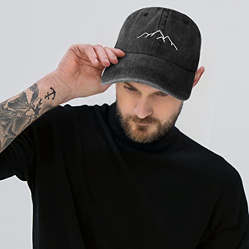Treatme Baseball Cap Men- Ball Caps For Mens Baseball Cap Vintage Washed Cotton Adjustable Trucker Dad Hats Outdoor Sports Black #TOP7