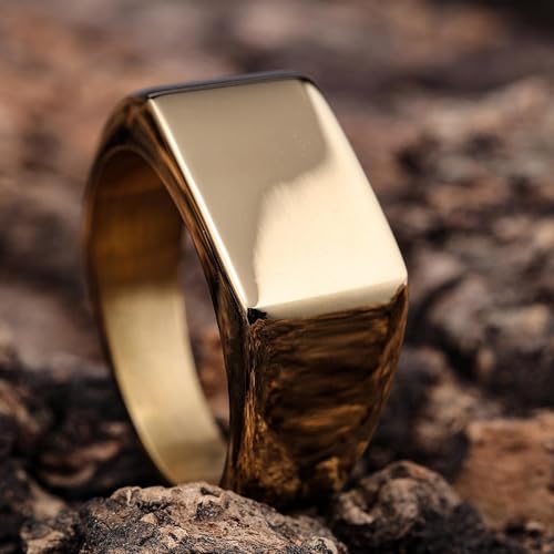 Anneaux rectangular mirror bague acier mode homme femme tendance