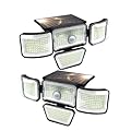 dalattin Solar Flood Lights, 280 LED Solar Wall Light Outdoor, Dark to Dawn, IP65 Waterproof, 4 Heads 270° Wide Angle Motion Sensor, for Yard, Wall, Garage, Steps (2)