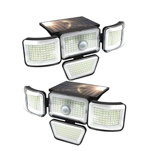 dalattin Solar Flood Lights, 280 LED Solar Wall Light Outdoor, Dark to Dawn, IP65 Waterproof, 4 Heads 270° Wide Angle Motion Sensor, for Yard, Wall, Garage, Steps (2)
