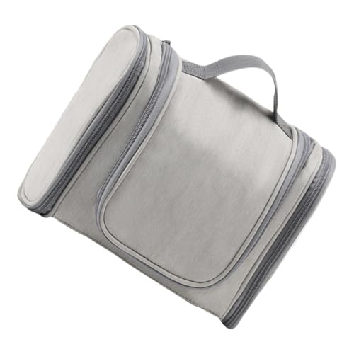 iplusmile Bolsa de Cosméticos con Organizador de Maquillaje y Neceser de Viaje para Hombres Gran Capacidad y Material PU Gris