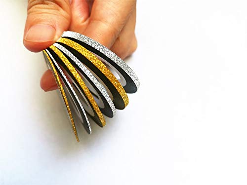 Valuu 6 Rolls Glitter Gold Silver Nail Art Stripping Tape Line Shiny Matte Nail Art Decoration Strips 1Mm 2Mm 3Mm Adhesive Decals Strips Diy Nail Tip #TOP2