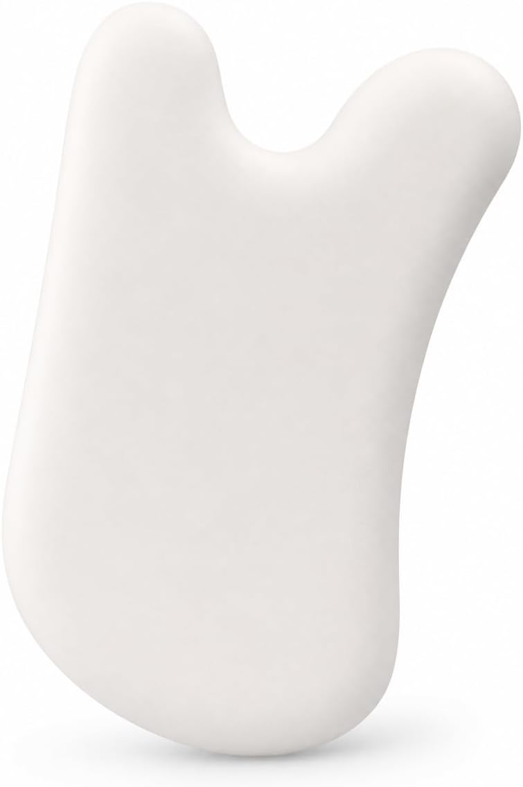 Dragon Acupuncture Ceramic Gua Sha Facial Massage Tool with 7-Step Guide, Smooth Contouring Edges for Jawline, Cheeks and Forehead, Pouch and Digital eBook