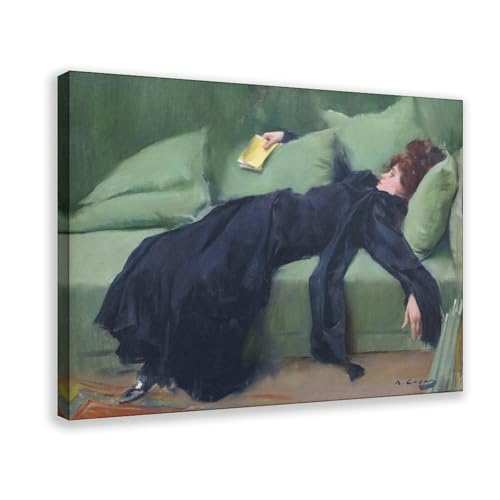 Toile A Decadent Girl Ramon Casas 30x45 cm - Tableau de décoration murale rétro pour chambre