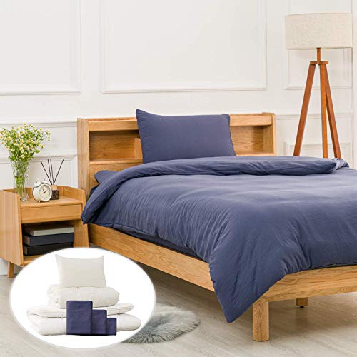 Umi.布団6点セット シングル 中綿1.4kg 消臭中綿抗菌 消臭 ふとんセット ◐新生活応援◐ 洗える 人間工学掛け布団 固綿入り三層構造敷き布団 枕 カバー各種 収納ケース付き 洗える