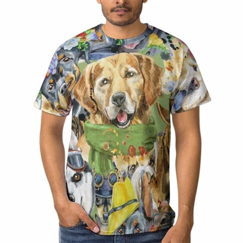 T-shirt pour homme à col rond motif chiens cool le cadeau idéal pour amateur de mode