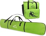 Snowboard Taschen-Kombi bestehend aus Snowboardtasche 166cm und geräumiger Zubehörtasche für Helm, Schuhe und weiteres Ski-Equipment - verfügbar in Mehreren Farben Farbe Grün