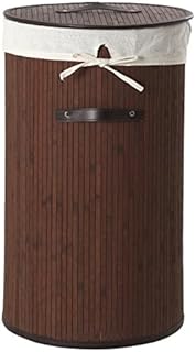 Premier Housewares Kankyo Bamboo Round Laundry Hamper, Dark Brown, 36 x 36 x 60 cm