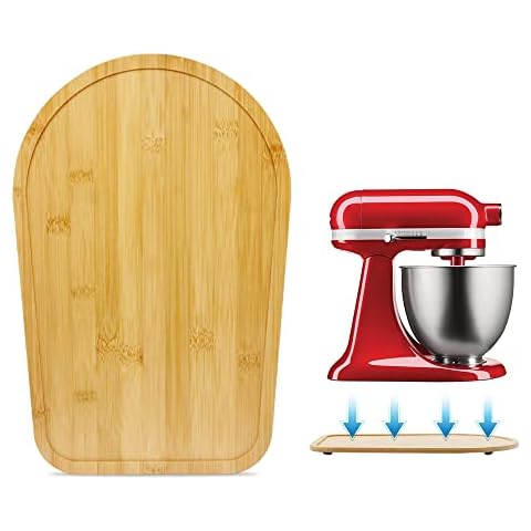 Bamboo Mixer Slider Compatible with Kitchen Aid 4.5-5 Qt Stand Mixer - Kitchen Countertop Storage Mover Sliding Caddy for Kitchen Aid 4.5-5 Qt, Mixer Appliance Moving Tray Cover
