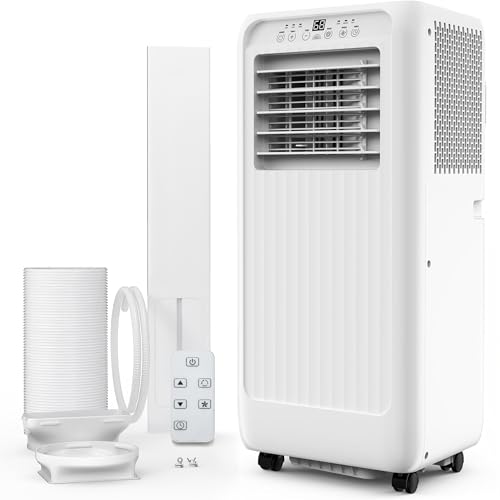 8000 BTU Portable Air Conditioners, 3 in-1 Quiet Portable AC Unit with Efficient Cooling, Remote Control, LED Touch Screen, 24Hrs Timer for Bedroom, Dorms, Office, Indoor Rooms, White