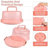 Akamino 10 Inch Cake Carrier, Clear Plastic Cake Containers with Collapsible Handle and Lid, Portable Round Cake Box Cake Tin Storage for Pies Cupcake Muffins Party, Pink - Image 5