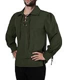 Mens Medieval Pirate Shirt Viking Renaissance Lace up Mercenary Halloween Scottish Jacobite Ghillie