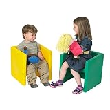 Children's Factory Cube Chairs, Set-2, YEL-Grn, CF910-081, Daycare and Preschool Flexible Seating Classroom Furniture, Kids and Toddler Reading Chair