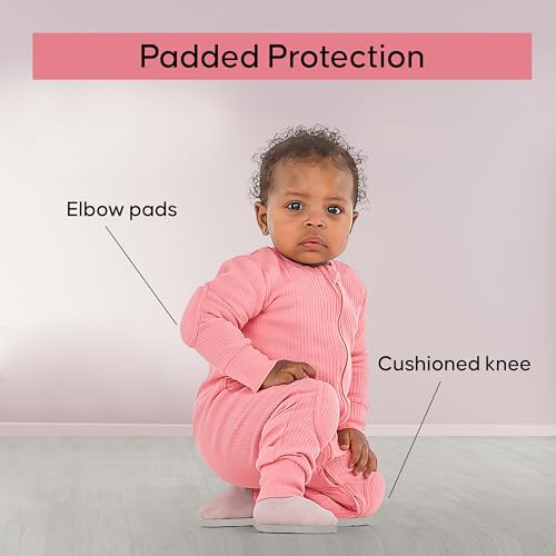 Premium Baby Romper Onesie - 100% Cotton, Double Zipper, Knee & Elbow Pads Extra Saftey with Peace of Mind3