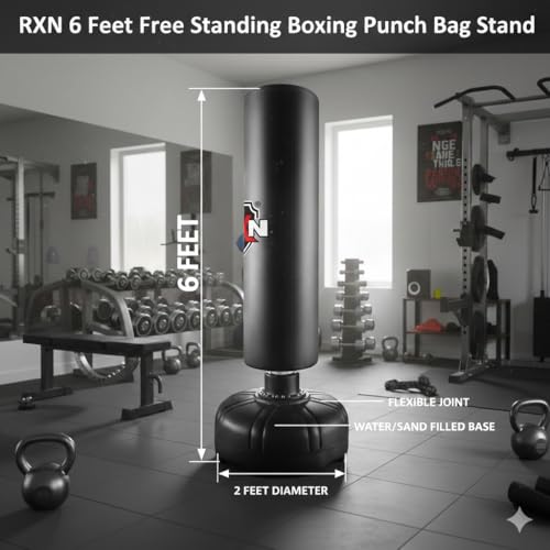 Image of RXN 6 Ft Free Standing Boxing Punch Bag for MMA, Kickboxing & Training | Speed Training | Improves Reflexes | Adjustable Height | Stable Base | Durable Construction | Boxing & MMA Training