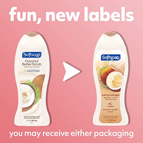 Softsoap Body Wash, Coconut Butter Scrub , Exfoliating Body Wash, 20 Ounce, 4 Pack #TOP1