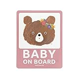 pienihoho いとまみきオリジナルイラスト カーステッカー BABY ON BOARD 12×9.5cm セーフティサイン 乗車中プレート 動物 王子さま お姫さま シリーズ (01 シール くまのお姫さま BABY)