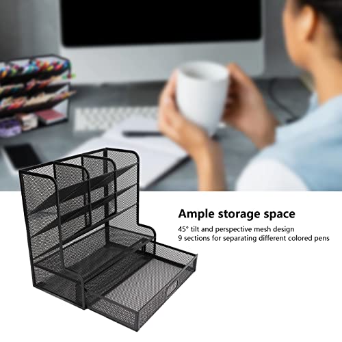 Caneta de mesa organizadora estrutura vertical ferro material 45° inclinação malha caneta organizado