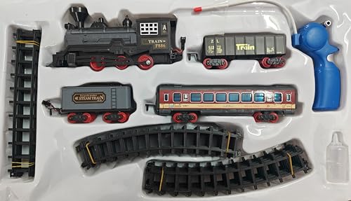 Image of IndusBay Remote Control Train & Track Set Simulation Smoke Locomotive Engine W /Cargo Passsenger Vehicle,Light & Sounds, Train Toy Gift for Boys Girls