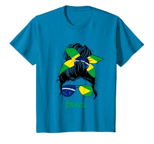 Brésil Pride Femme Bandana Drapeau Brésil Lunettes de Soleil Look T-Shirt