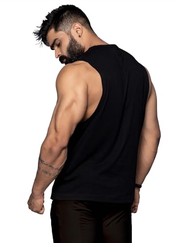 JUARI BE A GENTLEMAN Men's Cotton, Sleeveless Printed Vest (Black)