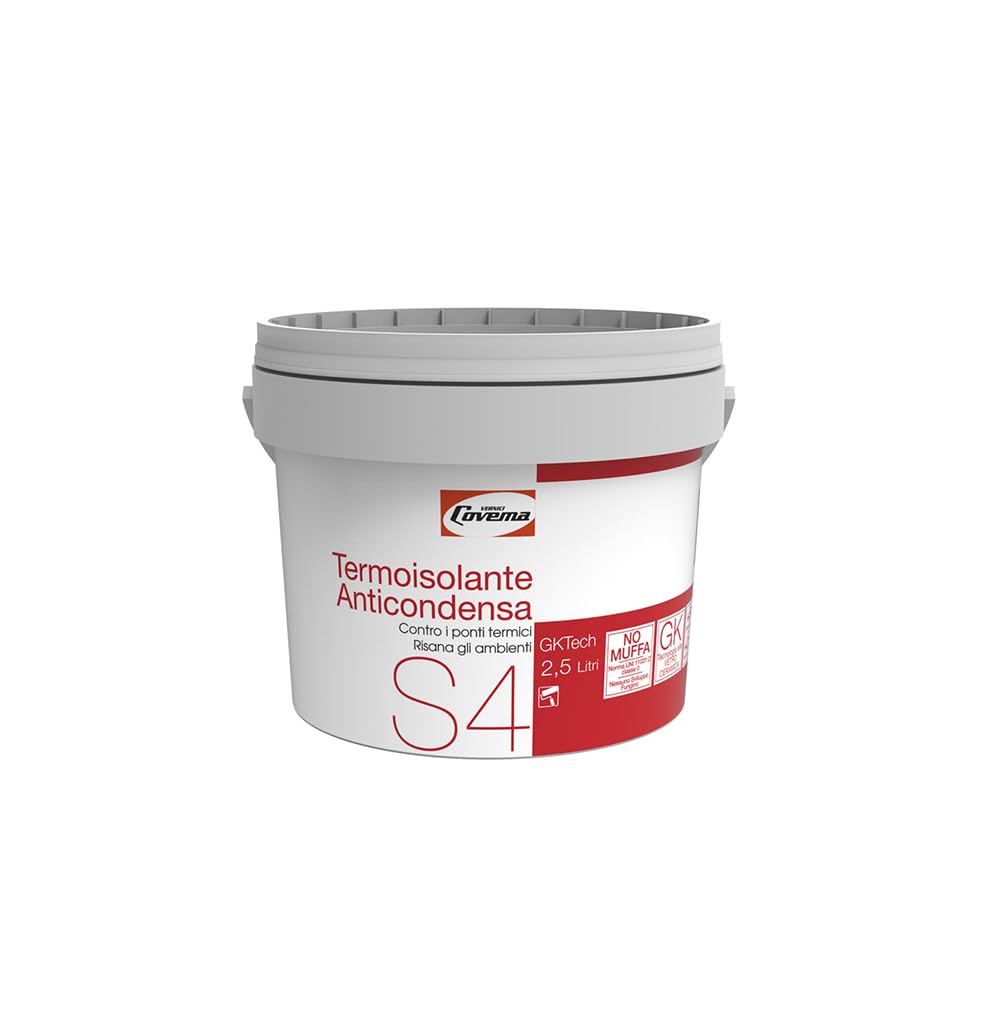 S4 GKTech Pittura Termoisolante Anticondensa per Interni | Contro Muffa e Condensa | Barriera Termica con Sfere Ceramiche | Finitura Opaca Bianco | Pronto all'Uso (2,5 Litri)
