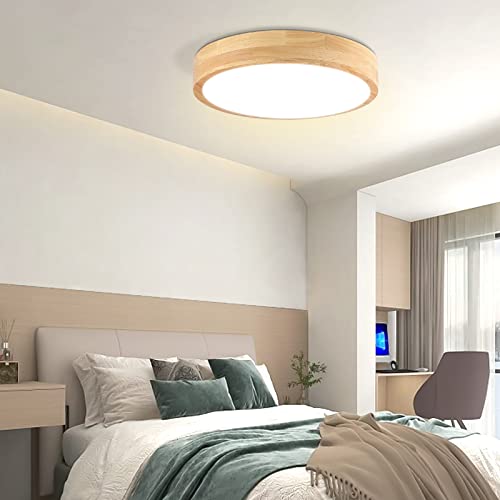 Ketom Flush Mount Ceiling Light, 12 Inch Led Ceiling Light Fixture, 24W Minimalist Round Shaped Wood Ceiling Lamp Nature White 4500K, Not Dimmable #TOP1