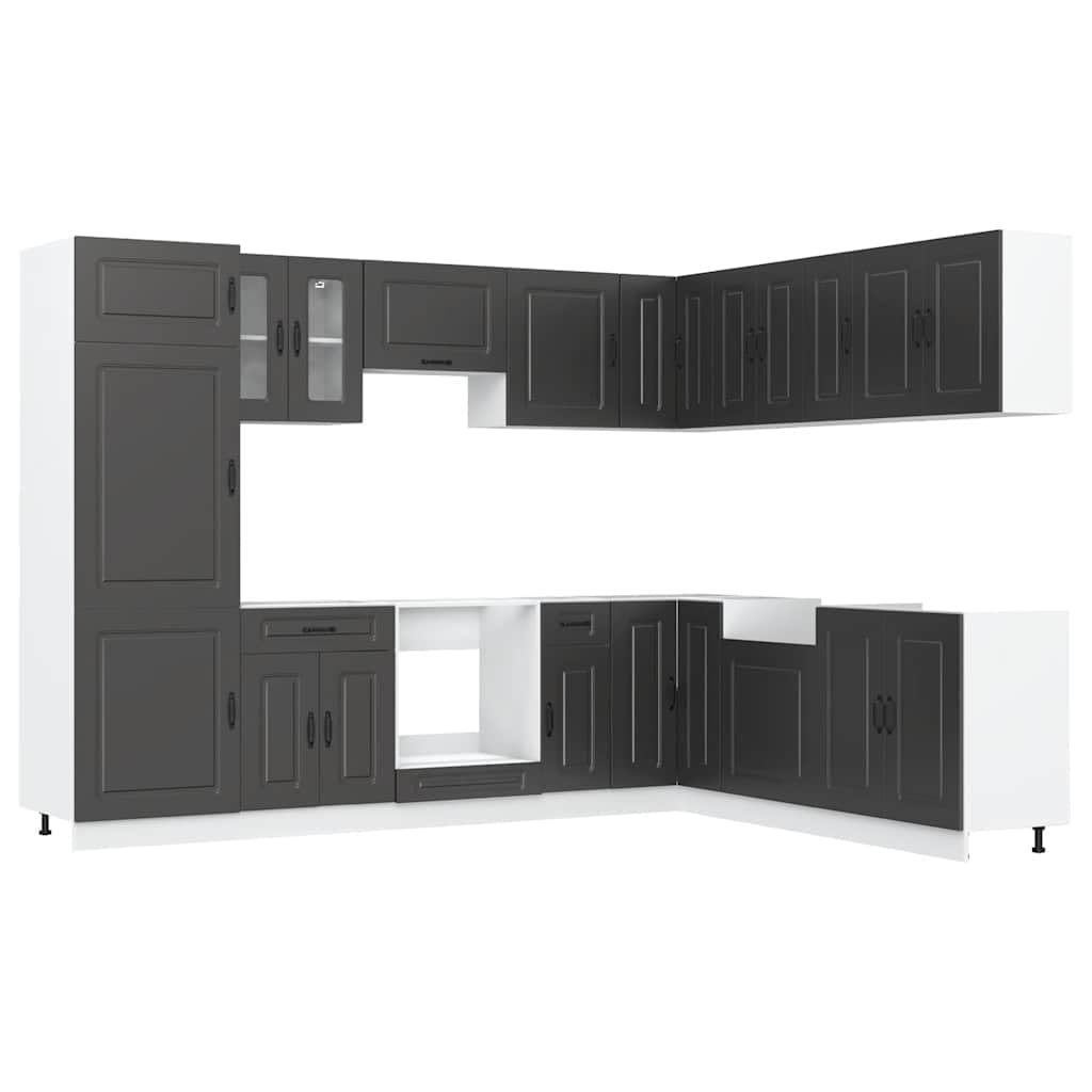 Tomostar Cuisine Complète d'angle sans Plan de Travail, Mueble de Cuisine Complete Ensemble d'armoires de Cuisine 14 pcs Kalmar Bois d'ingénierie