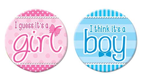 Forum Novelties 79920 Gender Reveal Baby Shower Buttons, Blue/Pink, One Size