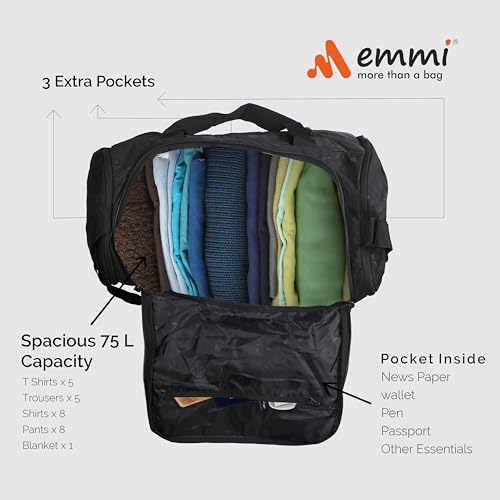 Image of Emmi Radiant Duffle Bag 70 L|Travel Bag for Men and Women |Weekend Holiday and Gym |Sustainable and Durable Cabin Bag|Water Repellent |18 Months Warranty