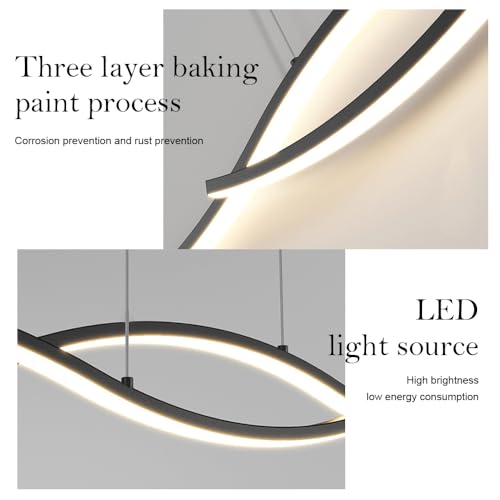 Lustre led moderne noir 26W suspension intensité variable salle à manger - 7