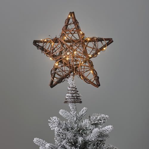 Lights4fun Beleuchtete natürliche Stern-Weihnachtsbaumspitze |...