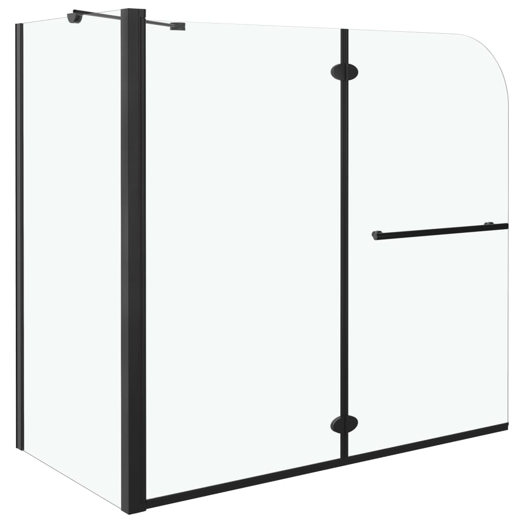 Refined Duschwand Faltwand Duschabtrennung Badewannenfaltwand Sicherheitsglas Doppelt Faltbar Badewannenaufsatz 2-fach Faltbar ESG 120x68x130 cm Schwarz