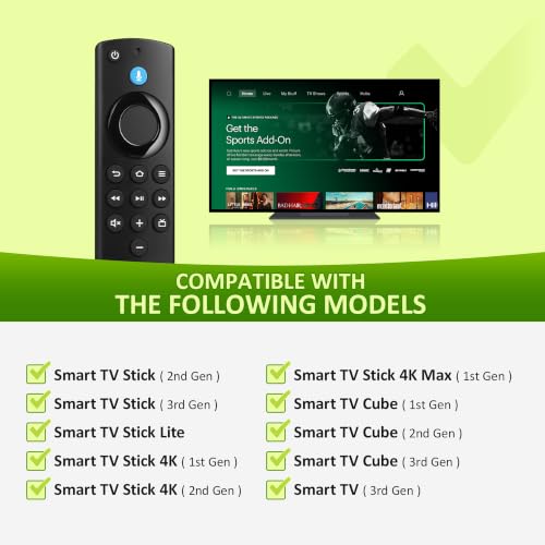 Image of Replacement Voice Remote Compatible with Fire Smart TV Cube(1st /2nd /3rd Gen),TV Stick(4K /4K Max /Lite),Smart TVs (3rd Gen)