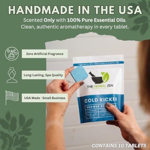 Cold Kicker Shower Steamers Aromatherapy for Relief - USA Made - Peppermint & Eucalyptus Shower Bomb Tablets – Valentines Day Gift for Her and Him – Soothing Natural Essential Oils (10 Pack) - View 5
