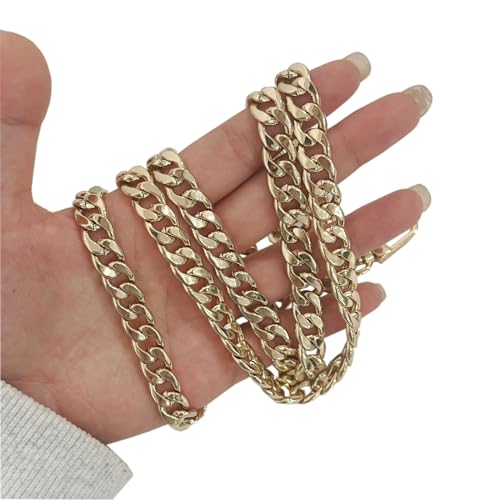 Image of Model Worker DIY Iron Flat Chain Strap Handbag Chains Purse Chain Straps Shoulder Cross Body Replacement Straps with Metal Buckles (31.5 inch, Gold)